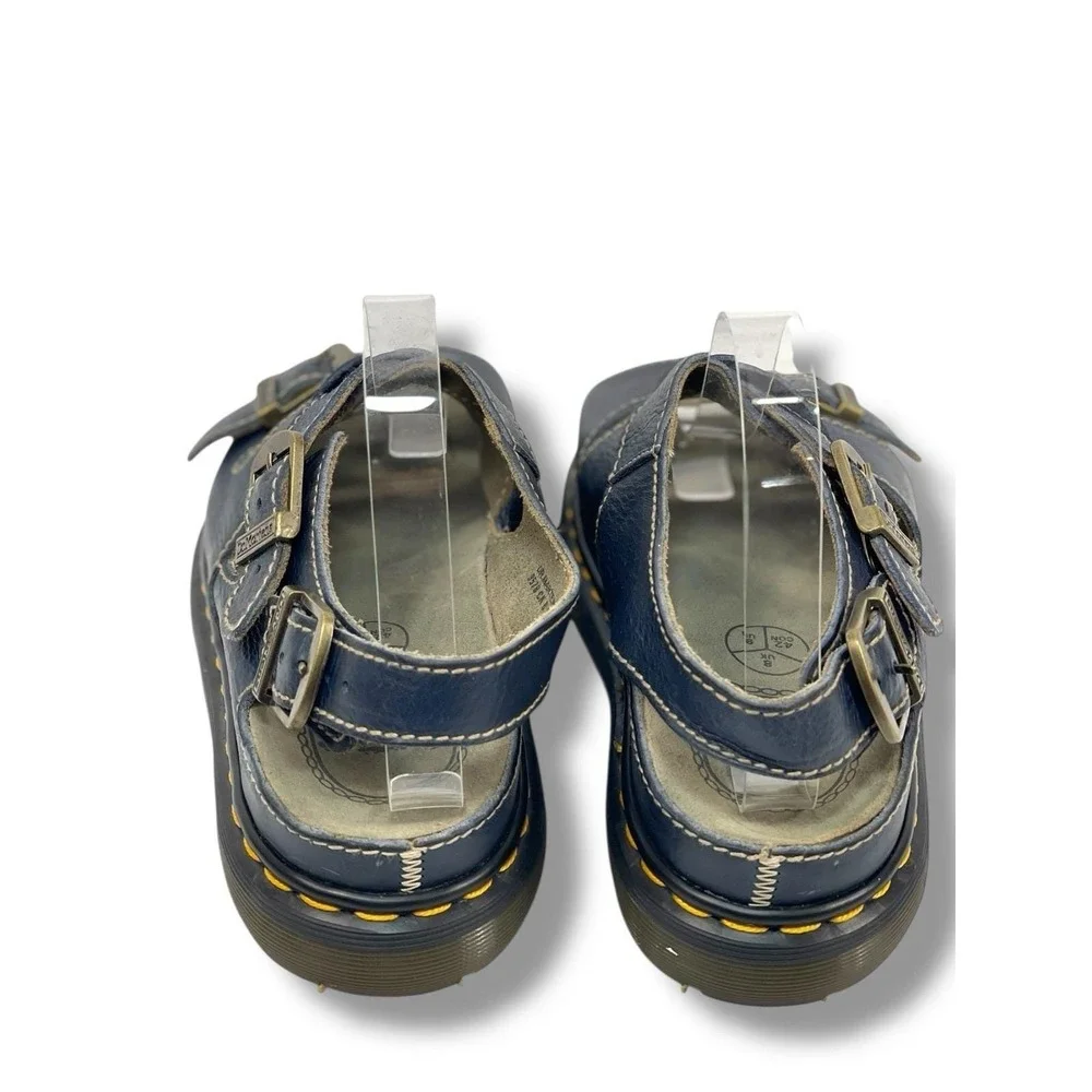 Dr Martens VTG Made England Mens 9 Leather Strappy Sandals Blue Buckle Fisherman